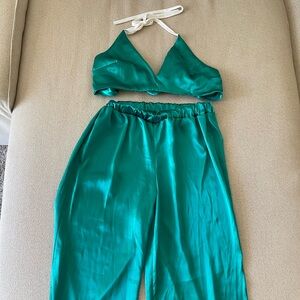 Teal Satin Set